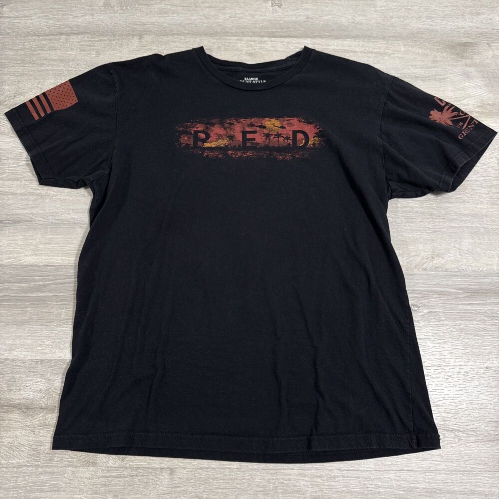 Grunt Style Shirt Red Graphic Men's Black XL American Flag 100% Cotton